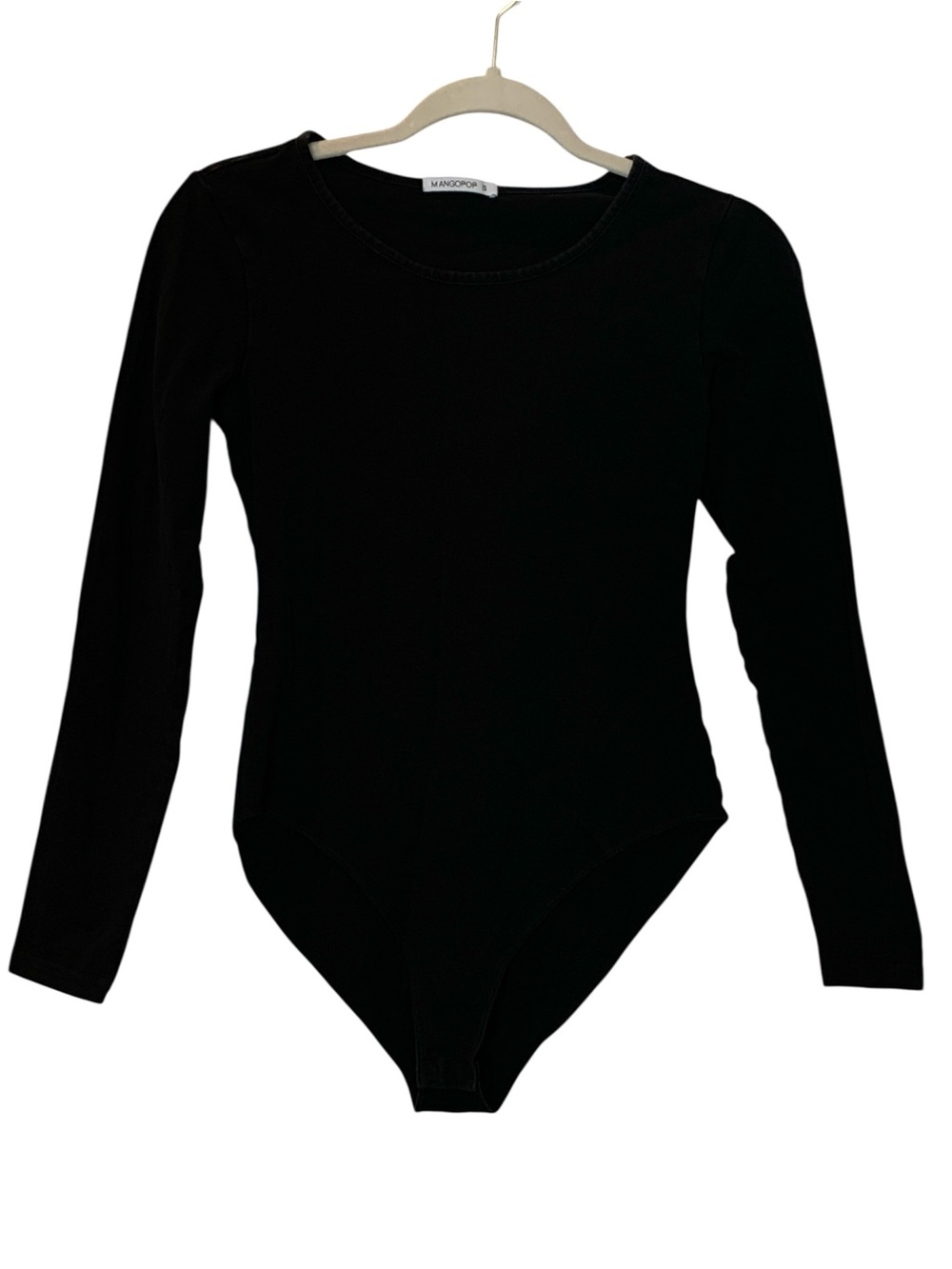 MANGOPOP Women’s Black Long Sleeve Bodysuit Top Small Baddie Bodycon Goth